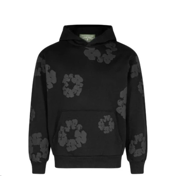 Black and grey denim tear hoodie